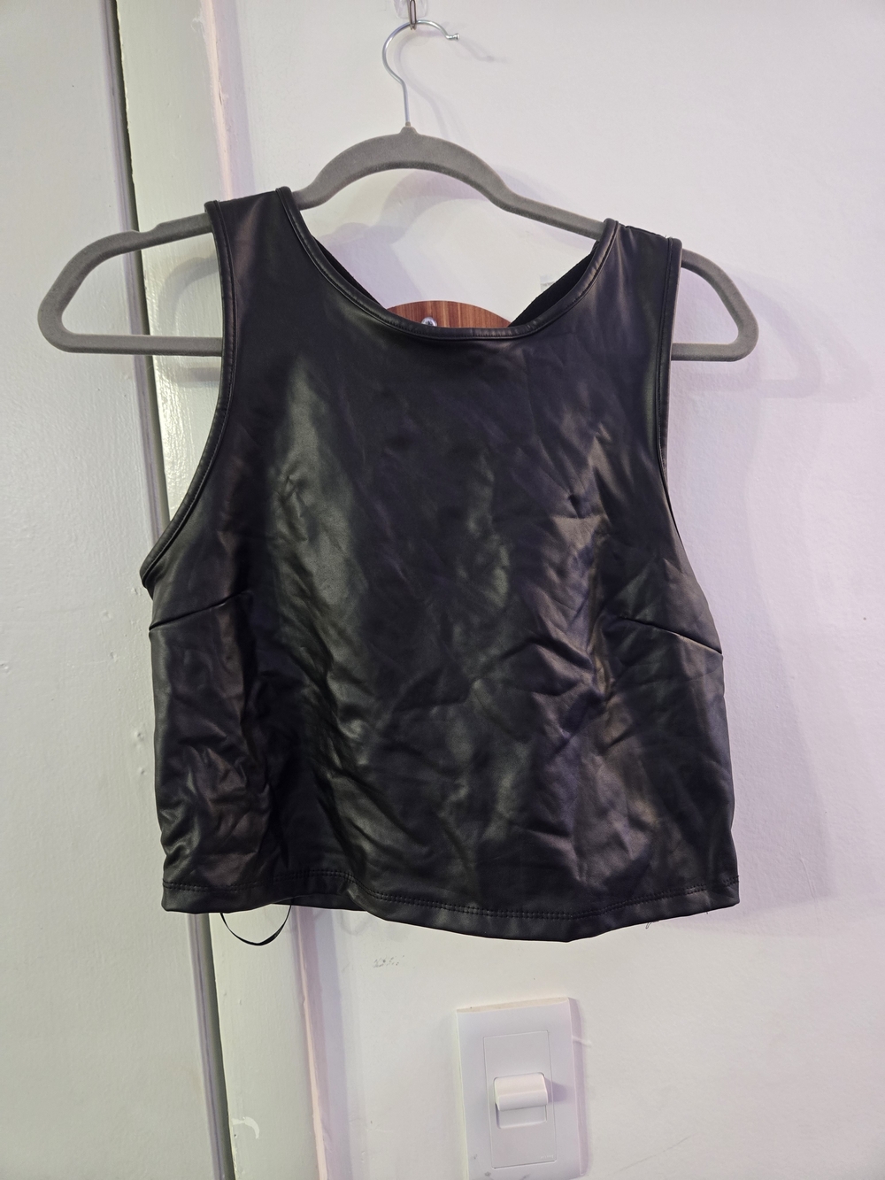 Olive & Oak Black Faux Leather Crop Tank